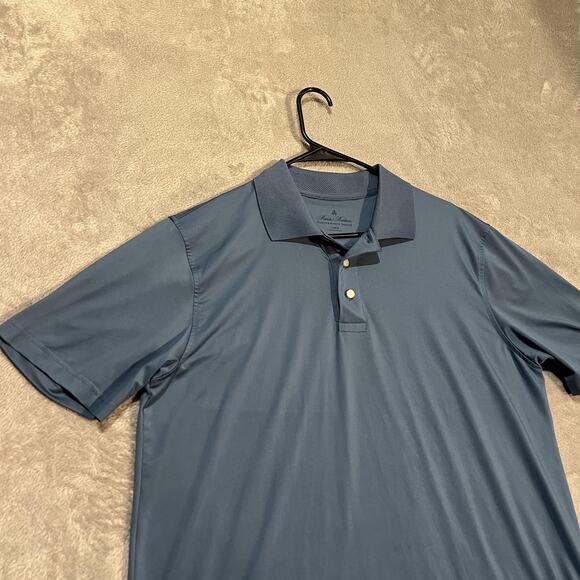 Brooks Brothers Polo Shirt Mens Large Blue Performance Series Golf Stretch Knit - Picture 2 of 8